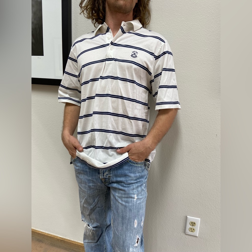 Oxford Golf L Striped Cat Cay Bahamas Polo Shirt